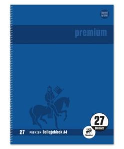 Collegeblock Premium LIN 27 – A4, 80 Blatt, 90 g/qm, blau, liniert mit Doppelrand
